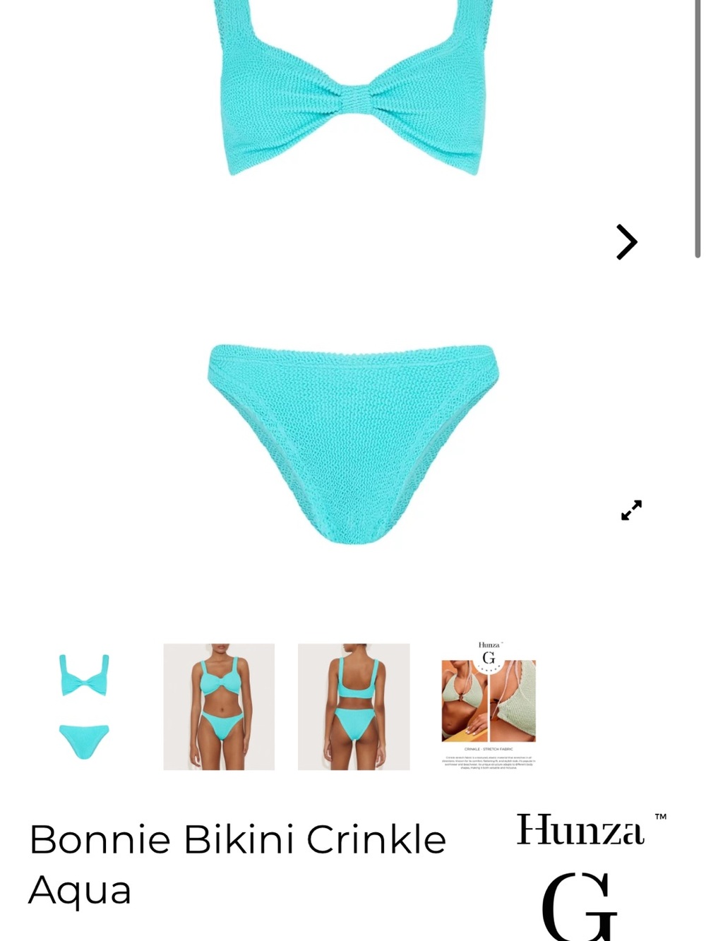 Hunza G Bonnie Crinkle Bikini in Aqua